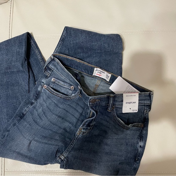 Abercrombie Boys straight jeans, DARK RIPPED WASH straight jeans Size 13/14 - Picture 9 of 15